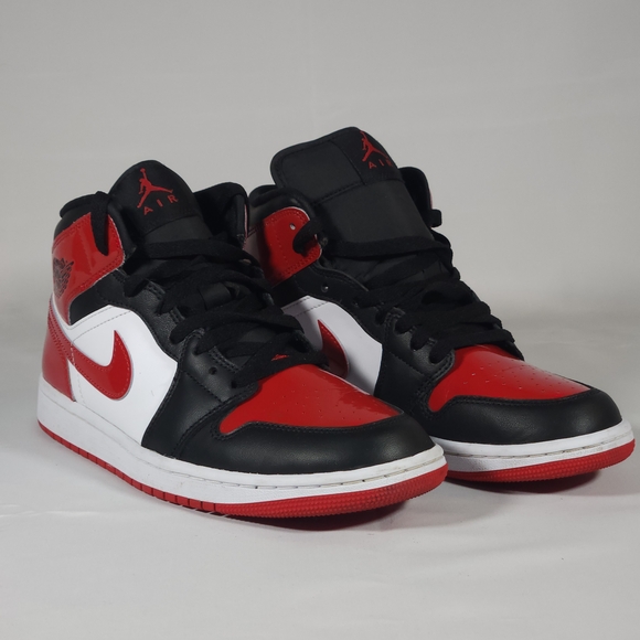 Jordan Shoes - Jordan 1 Mid Patent Bred Size 8.5W/7M
